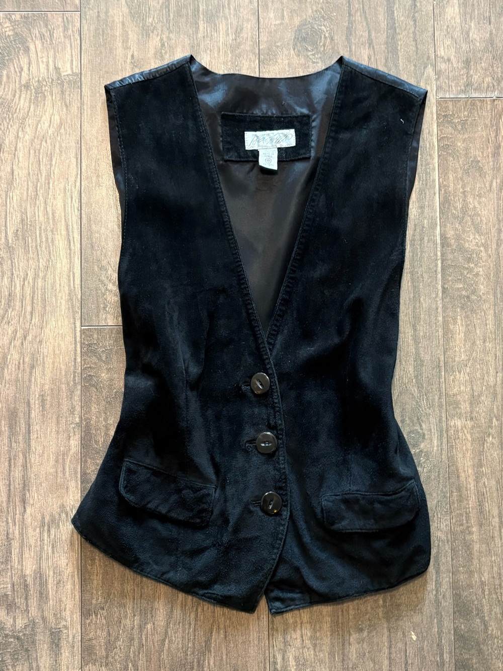 Vintage Lord and Taylor Black Leather Vest with Button Front